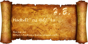 Hadházy Béla névjegykártya